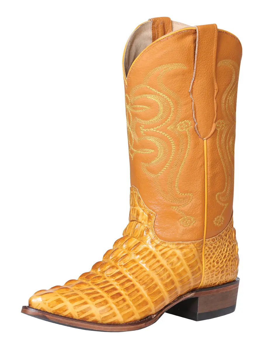 Men’s El Señor de los Cielos Western Boot - Caiman Tail Print Leather, Butter Color, Style 40843 - Men’s Shoe, Footwear