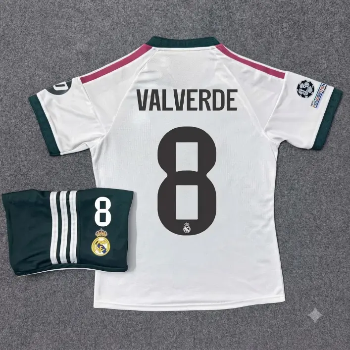Valverde Team #8 Home Jersey Set 2026/27 – Unisex White LaLiga Replica Football Shirt, Professional Sports & Outdoor Fan Top