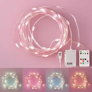 Color Changing LED String Lights with Remote, 16.4FT Twinkle Fairy Lights USB/Battery Powered, Waterproof Outdoor Christmas Decorations for Bedroom Wedding Party Indoor, Reusable Multi-Color Lights