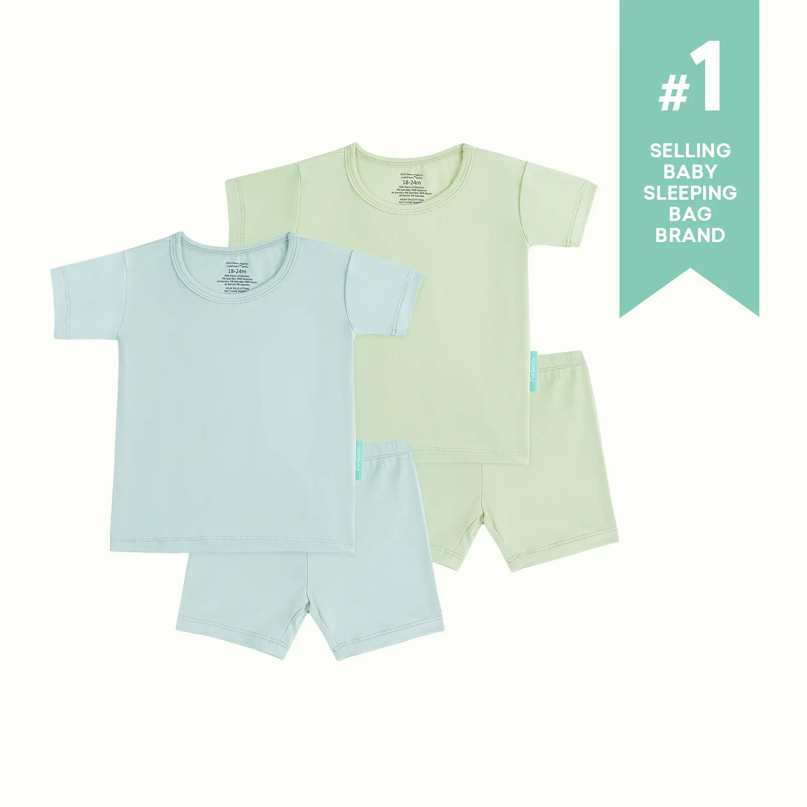 PurComfy 2-Pack Toddler Short Sleeve Shirt & Shorts Set - Supersoft Bamboo Viscose  for Baby Sensitive Skin - Breathable & Cozy Comfort Pajamas