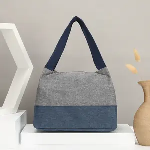 Women's Cotton Weave Canvas Crossbody Bag Large Capacity Lunch Tote Multifunctional Handbag with Durable Handles & Spacious Interior for Everyday Use