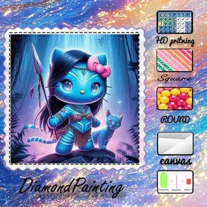 5D-DIY, high-quality velvet canvas, diamond art, diamond painting kit, cute cats, fantasy style. AB diamonds, fairy dust diamonds, crystal diamonds, perfect home decor, handmade diamond art painting kit, special craft diamond art kit.