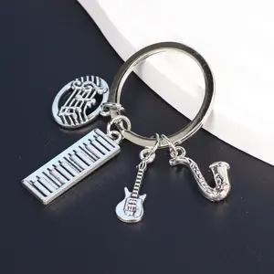 Music Keychain, Music Lover Gift For Musician Band Music Enthusiasts, Music Instrument Charms Keyring, Keychain For Guitarists And Pianists