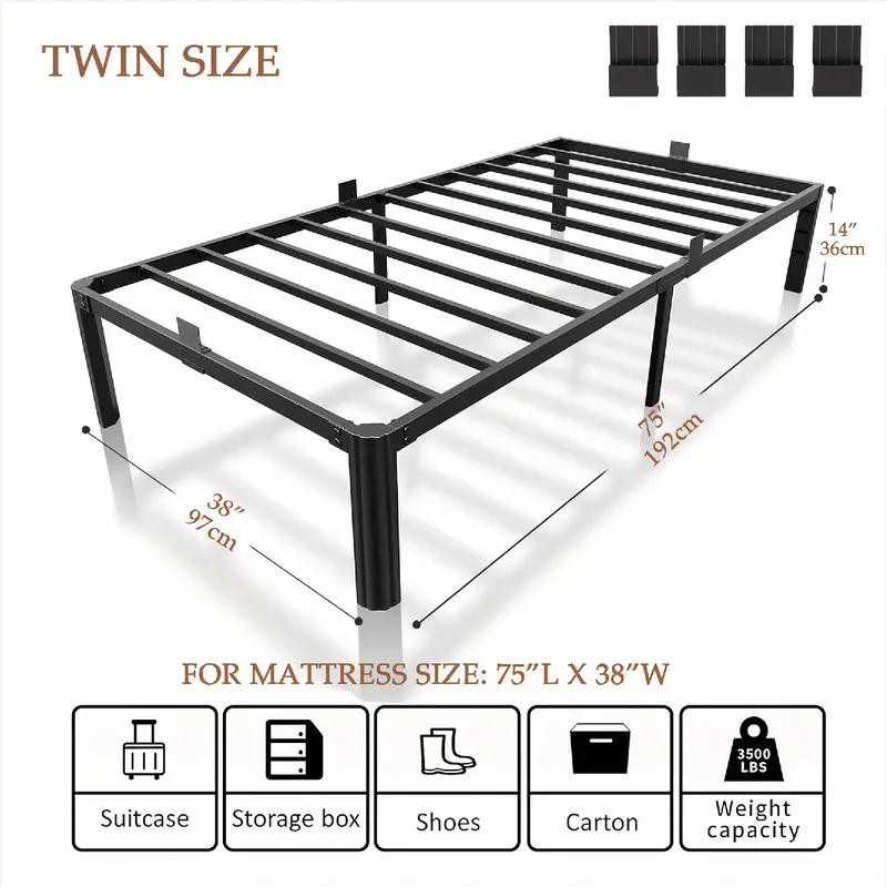 XUKIL Twin Bed Frames, 14 Inch Heavy Duty Metal Bed Frame Twin Size,No Box Spring Needed/No Shaking/Noise Free/Easy Assembly,Apartment Furniture