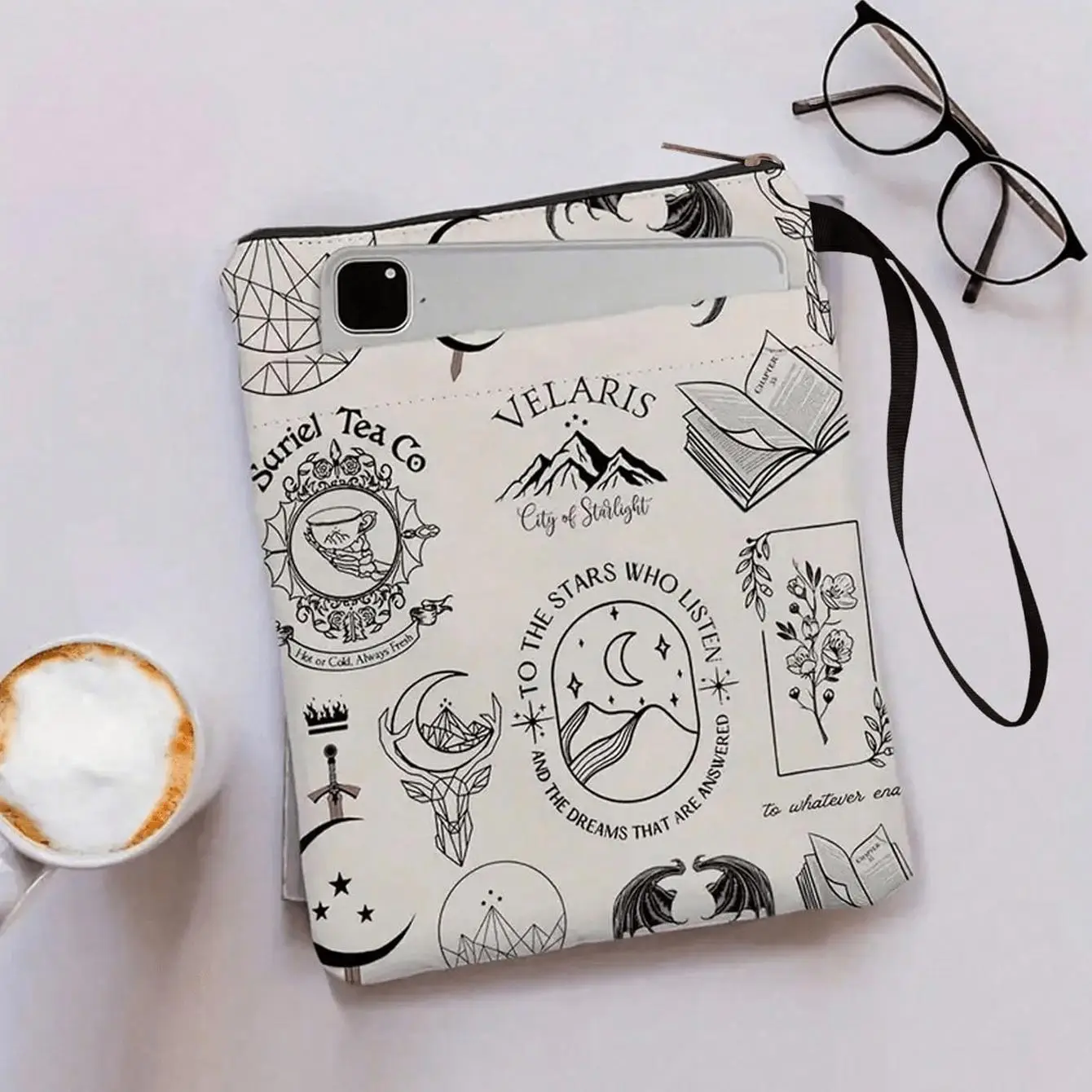 Mountain & Book Pattern Book Sleeve with Zipper, 1 Count Waterproof Washable Book Cover with Accessory Pocket, Desk Organizer for Home & Office & Scho