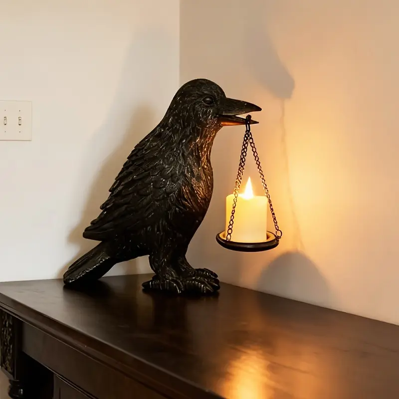 Collection Doll Gothic Home Decorations, Holiday Ornaments, Fake Crow Base Without Scented Candles, Indoor Crow Incense Burner/tea Table Ornaments/resin Crow Statue/living Room Desktop Ornaments/Halloween Ornaments/bookshelf Ornaments/holiday Gifts