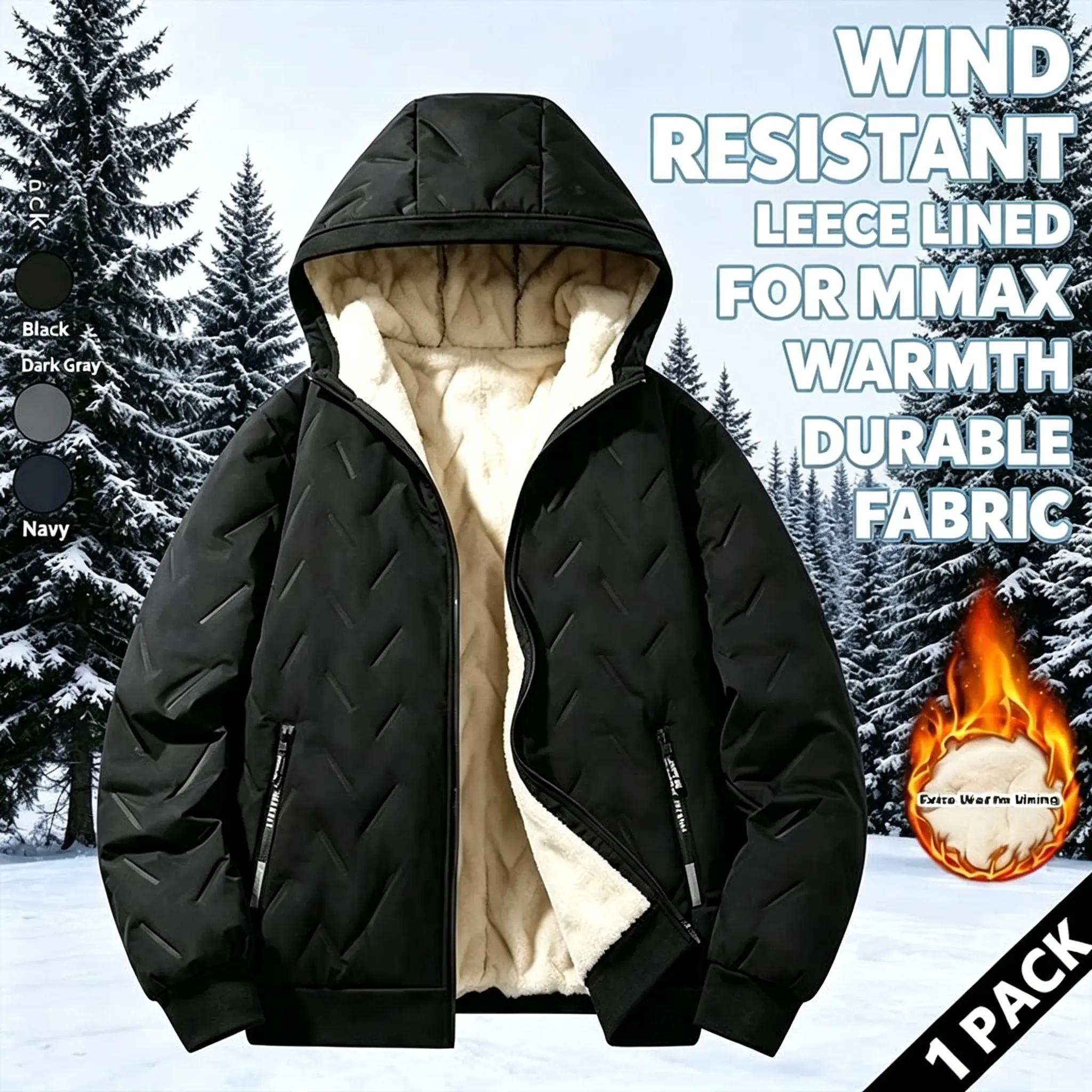Women’s solid-color fleece-lined warm zip-up jacket with anti-theft pockets (no drawstring), casual hooded outerwear that suits everyday wear; suitable for autumn and winter, Christmas outfits, thick outer layer, and going-out tops; new fall arrival.