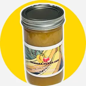 A&J Jamming Kitchen Banana & Peach Jam Natural - Packaged and Distributed by A& J Jamming Kitchen - Flavor for Breakfast and Spread - Healthy Nutritious Option