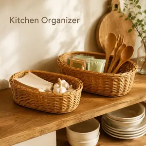 Handmade Willow Baskets, Two Sizes, Durable and Aesthetic Design, Perfect for Storage, Ideal for Home Use, Handcrafted Organizer