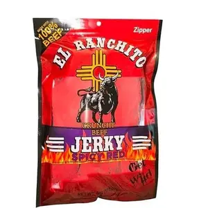El Ranchito Spicy Red Crunchy Beef Jerky - Full Flavor Dried Beef 2oz, Red Chile Infused, Crunchy Texture, Ideal for Snacks & Meals