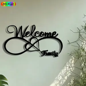 1pc Welcome & Family Infinity Metal Wall Art, Heart Infinity Statue Mural, Intricate Craftsmanship, Perfect for Family Day, Housewarming Decor, Perfect for Living Room Porch Wall Entryway Decor, Ideal Gift for Family-Oriented Homeowners.