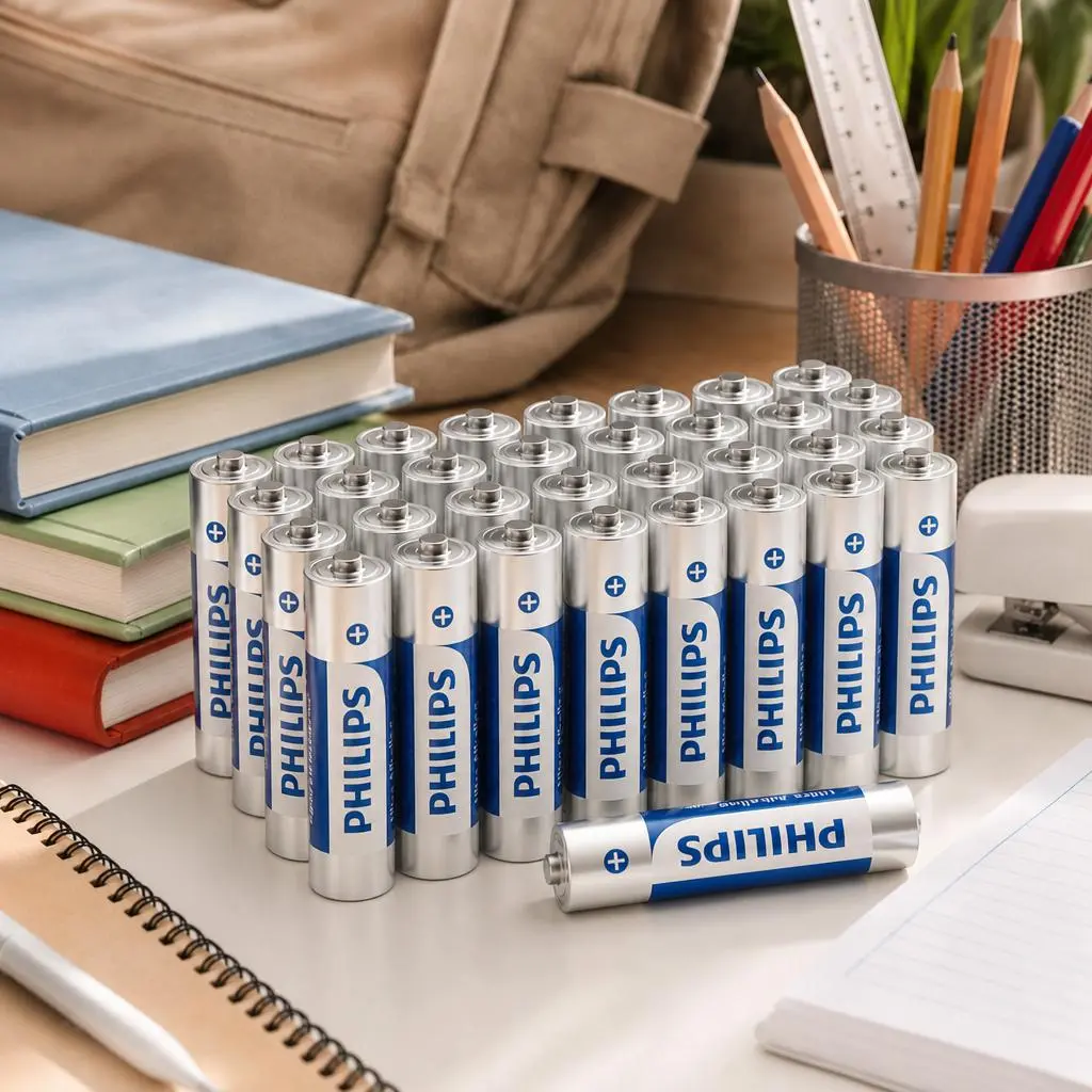 PHILIPS AA/AAA Standard Alkaline Batteries 16-Pack - 1.5V Voltage Non-Rechargeable Cells, 10-Year Shelf Life, Leak-Proof, Mercury-Free, Long-Lasting Power for TV Remotes, Toys, Wireless Devices