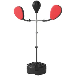 Adjustable Height Boxing Bag with Stand - Heavy-Duty Steel Frame, 2 Target Arms, Durable Black Speed Reflex Bag for Boxing, MMA, Home Gym Fitness Training