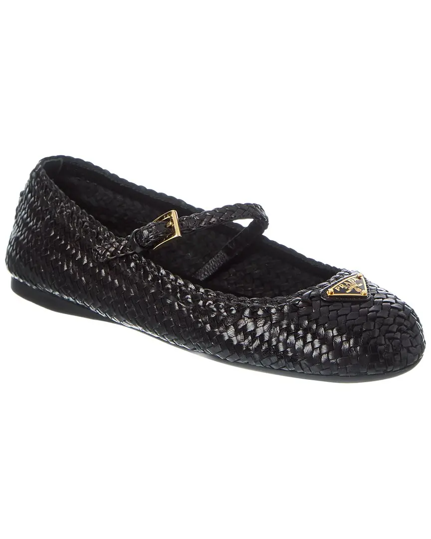 Prada Woven Leather Ballerina Flat
