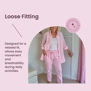 Casual Suit Cotton Linen-Lapel Blazer Loose Trousers Suit New Fashion Leg Formal Womenswear Basic Collared Long Sleeve Minimalist Pink Pants Fit Outfits