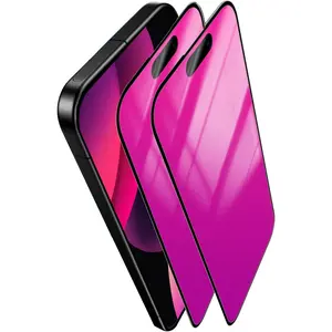 2 Pack for  17  Screen Protector Gradient Colorful Anti-Spy Tempered Glass for iPhone17 Mirror Effect Full Coverage Anti-Bubble Anti-Bluelight Alignment Frame 6.3 Inch ()