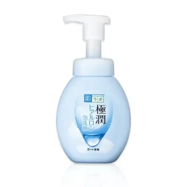 Rohto Hada Labo Gokujyun Hyaluronic Acid Gentle Foam-Based Facial Cleanser, 160 ml Mousse Face Wash for Dry Skin, Moisturizing Skincare Product