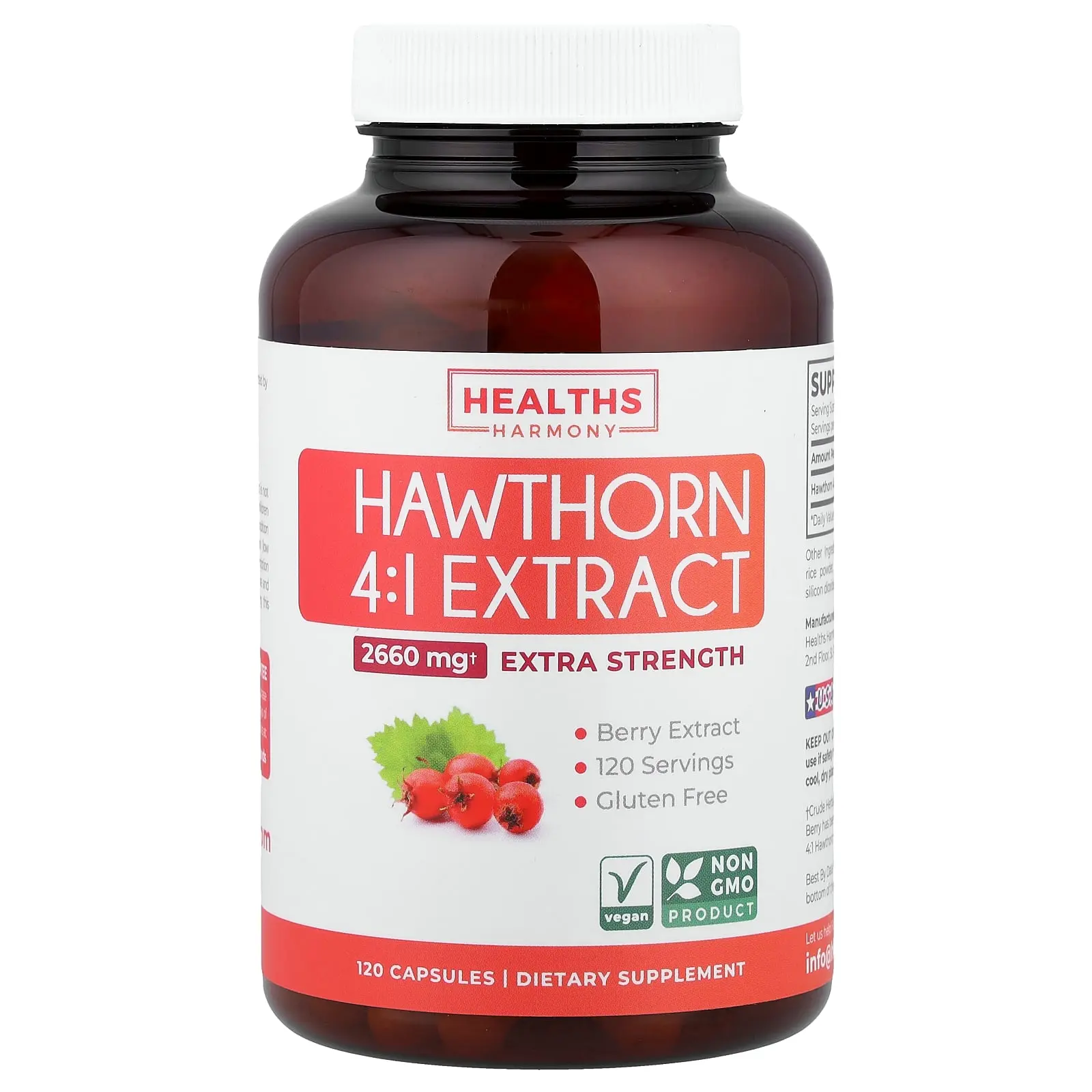 Healths Harmony Hawthorn 4:1 Extract, 120 Capsules (665 mg per Capsule) Healths Harmony Hawthorn 4:1 Extract, 120 Capsules (665 mg per Capsule)