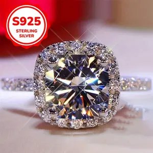 1pc Elegant 925 Sterling Silver Square Ring with Four-Prong Setting, Synthetic Cubic Zirconia, Celestial Theme, December Birthstone, Ideal for Daily Wear & Valentine'S Day Gift, All-Season Jewelry