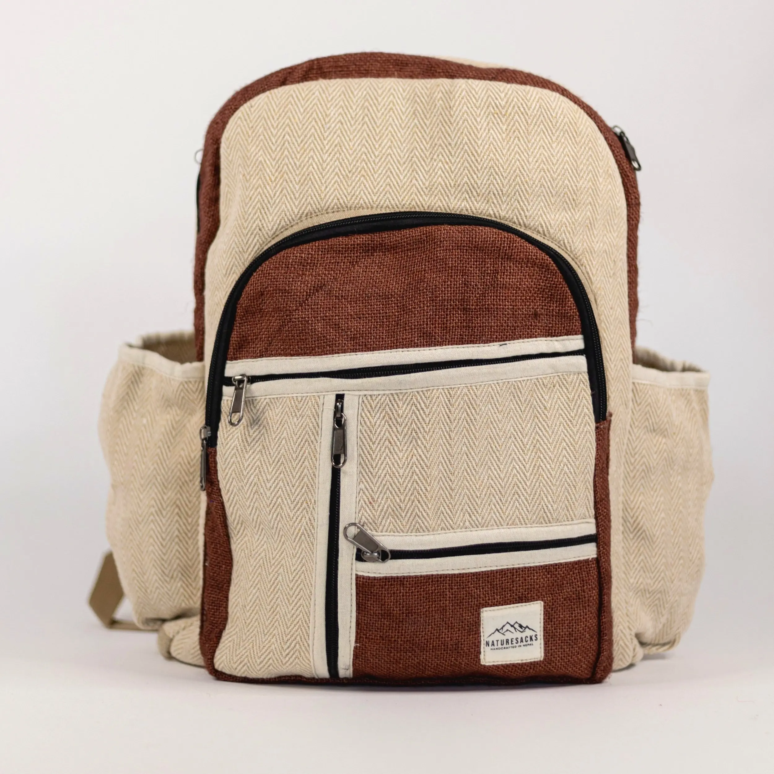 NatureSack Brown Hemp Backpack with Laptop Pocket, Sustainable Eco-Friendly Material