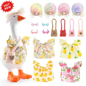 4 Sets 7 Inch Desk Goose Outfits 16 Pcs Mini Desk Goose Clothes with Hat Dress Bag for Magnetic Desktop Goose Key Holder Home Office Decoration Gift