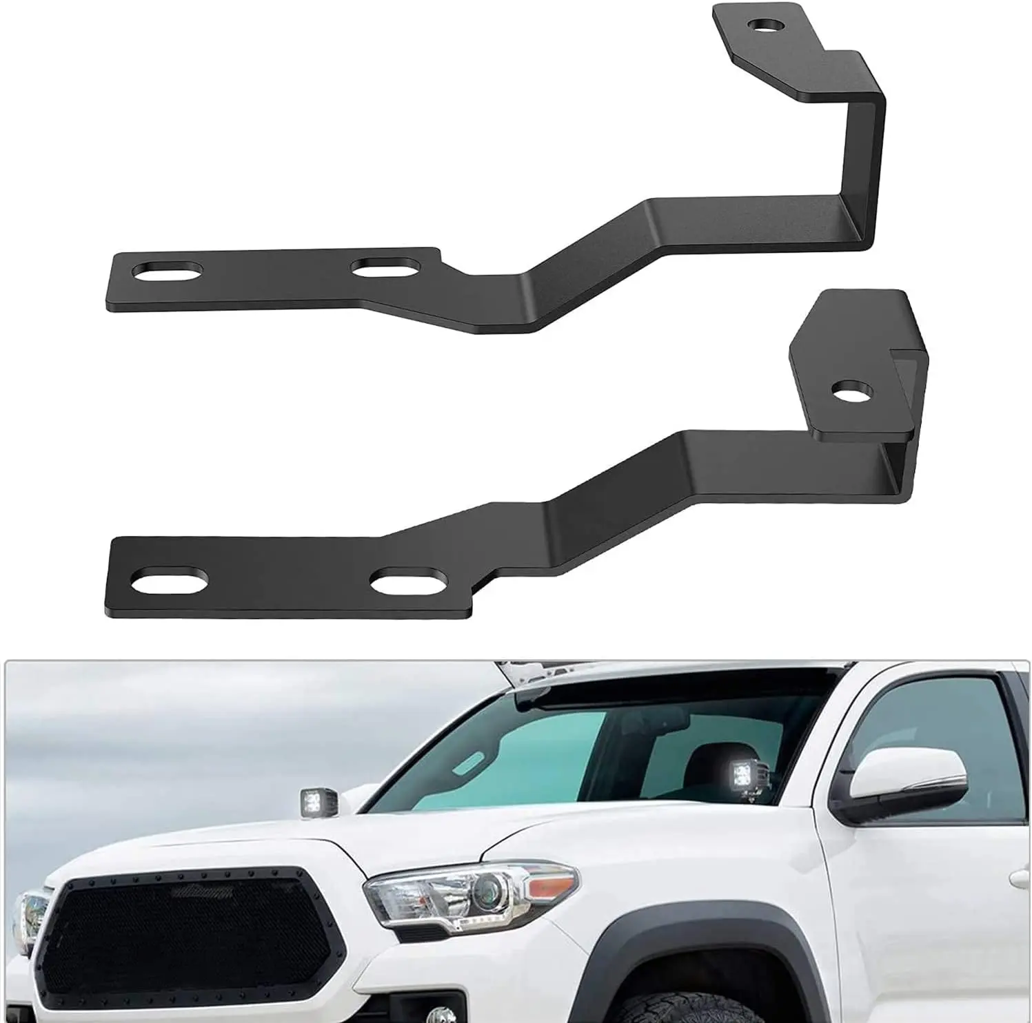 Nilight Powder Coat Metal Ditch Light Brackets, Stable Mountable A-Pillar Hood Mounts for 2005-2015 2nd Gen Tacoma, Rust-Proof Multi-Hole Auxiliary Offroad Work Pods with LED Car Lights, Night Ride Visibility Aid (Easy Install), Coated Metal
