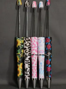 25 Patterned Slim Beadable Pens 5.5" Sleek Design with Unique Bead Detailing Customizable Metal Pens for DIY Crafts & Personalized Gifts