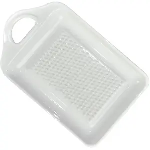 Ceramic Garlic Grater Plate, Ginger Grinder & Garlic Mincer with Raised Teeth, Multi-Function Manual Grater for Baby Food, Vegetables, Fruit & Spices, White