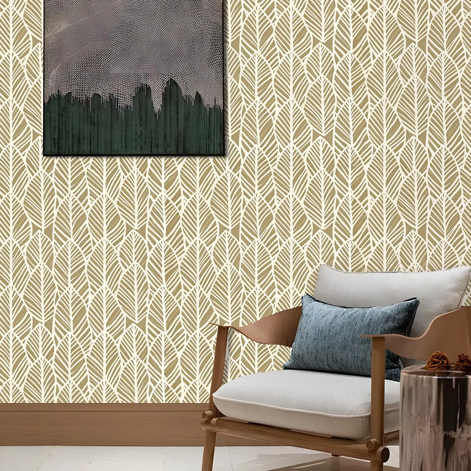 Banana Leaf Pattern Wallpaper, Self-adhesive Waterproof Wall Sticker, Removable Wall Decal for Home Living Room Bedroom Kitchen