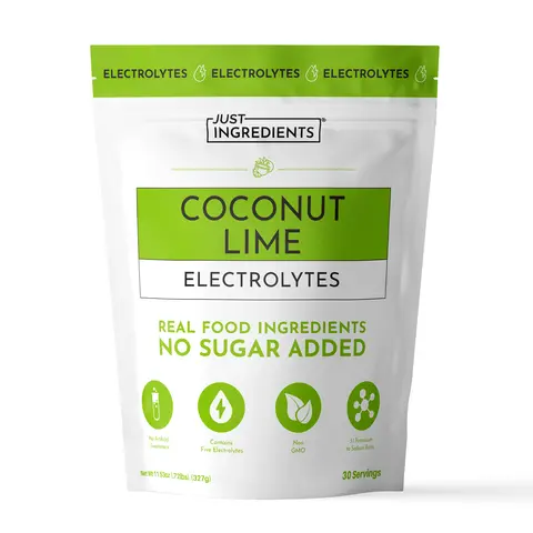 Just Ingredients Coconut Lime Electrolytes - 30 Servings - Supports Daily Hydration, Electrolyte Balance & Muscle Recovery* - 3:1 Potassium-to-Sodium Ratio - Drink Mix - Coconut Water, Sea Salt, Trace Minerals