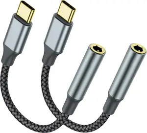 USB C to 3.5mm Headphone Jack Adapter(2 Pack), USB-C to Aux Audio Dongle Cable for iPhone 17 Pro Max/17 Pro, 16/15 Pro Max, 16/15 Pro, Galaxy S23-S21 Ultra, Pixel, iPad Pro, MacBook (Black