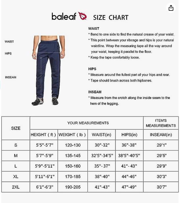 baleaf Men's Winter Cycling Pants Mountain Bike Cold Weather Hiking Gear Windproof Fleece Lined Running Ski Bicycle Clothes