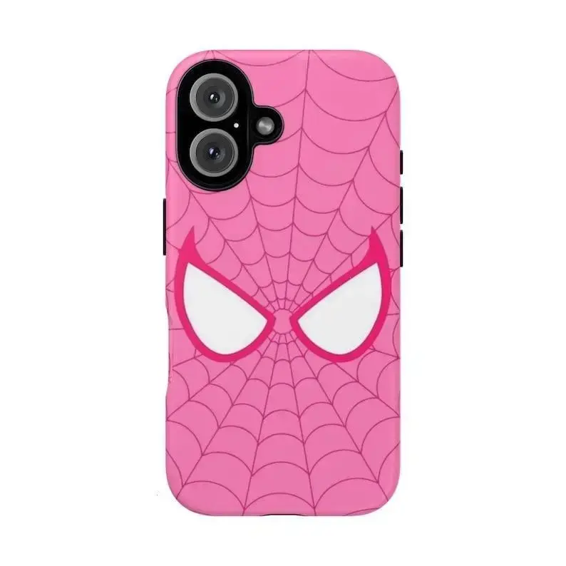 Y-Pink Splder Web Pattern Shockproof Phone Case Aesthetic Trendy Protective Cover Perfect Holiday Gift for iPhone 11-17