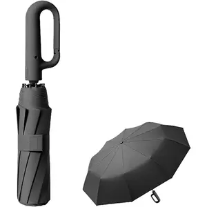Auto Open Close Folding Umbrella, Windproof Waterproof Portable Umbrella with Loop Buckle for Men & Women