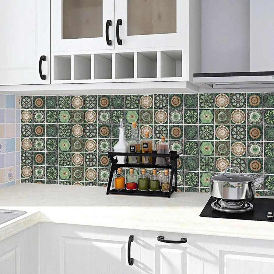 Moroccan Style Tile Sticker, 24pcs/set Waterproof Self Adhesive Wall Decal, Sweet Furniture, Retro Style Wall Stickers for Bathroom Kitchen Living Roo