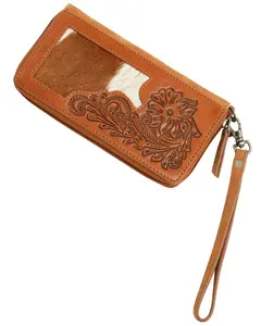 Shyanne Women's Hair On Hide Tooled Leather Wristlet Wallet - Safa25wt2-Bn