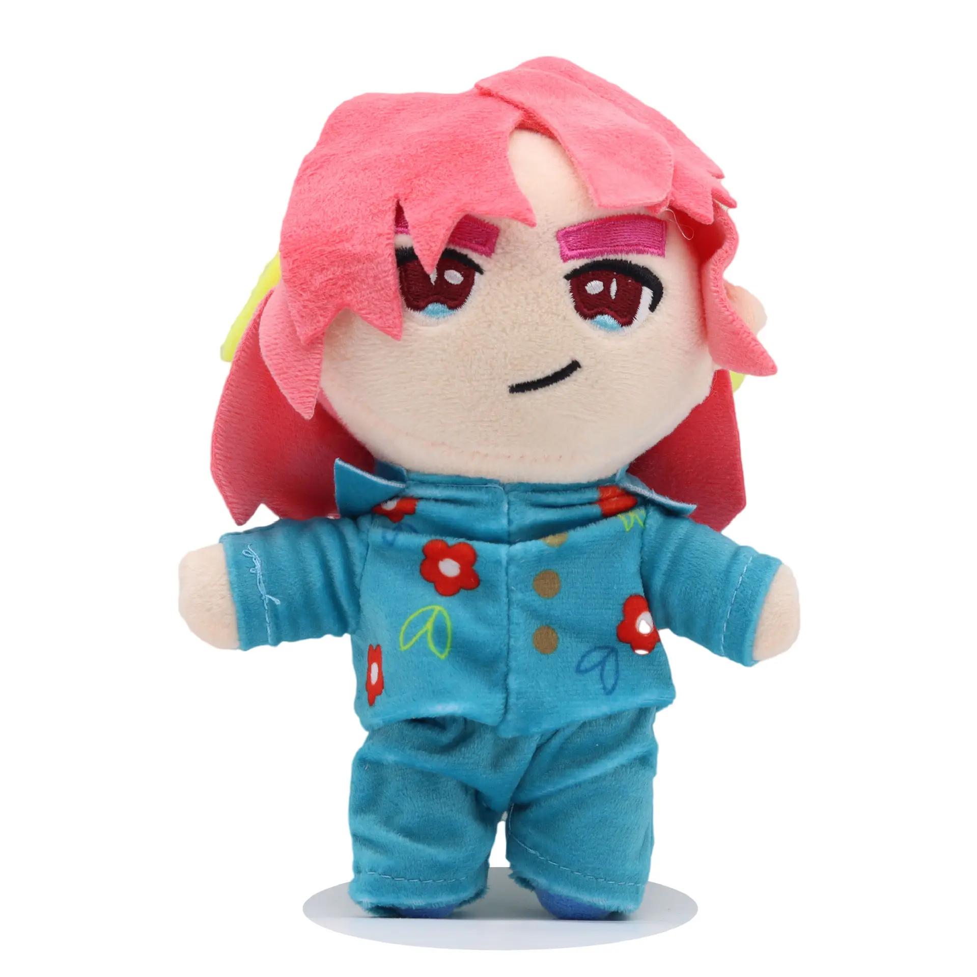 Girl in blue with pink hair