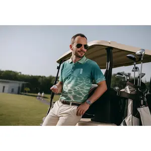 EZGOIN The Flow Polo RYA01 Performance Fabric Menswear Top Athletic Day Long Polyester Shirts Spandex Straight Recycled Stretch Sun Stretch Sun Sweat Traditional Casual Shortsleeve Tropical