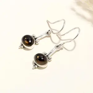 925 Sterling Silver Smoky Quartz Dangle Earrings