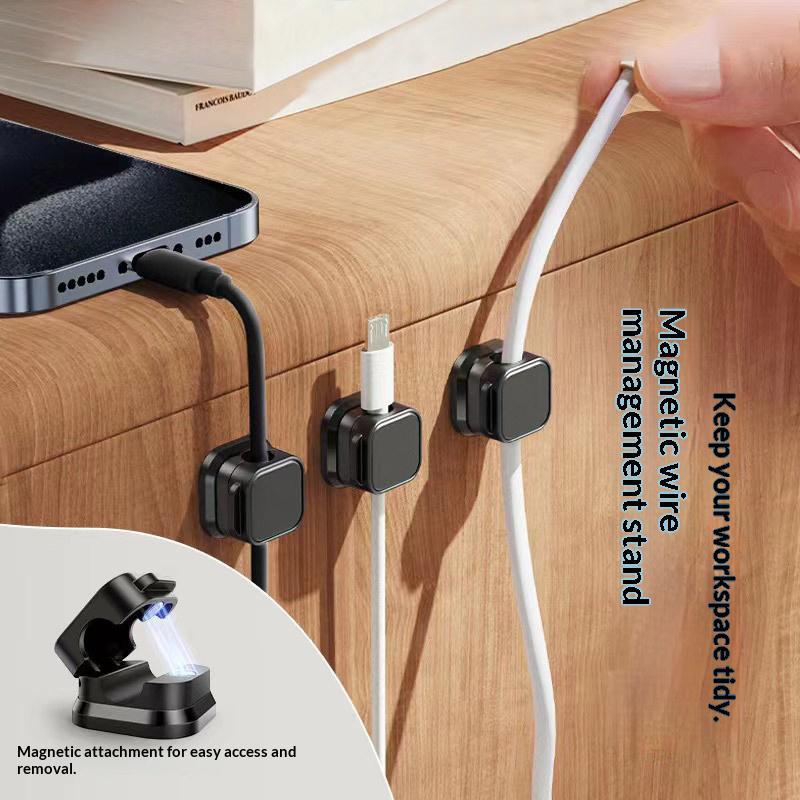Magnetic Cable Clips, Cable Management Clips, Adhesive Phone Charger Keeper, Wire Holder for Nightstand/Wall/Car, Home Office Desk Accessories Decor Essentials