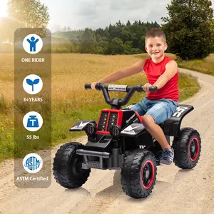 Garvee 6V Kids Ride On ATV Quad, 4-Wheeler Ride On Toy for Toddlers 1-3, Max 1.76 MPH Speed, Push-Button Accelerator Soft Rubber Handles, Electric Ride On Car for Boys Girls, Ideal Gift