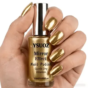 Mirror-Finish Metallic Gold Nail Polish - Naturally Quick-Drying, Sleek Reflective Texture Nail Supplies, Cosmetics Ideal for Party & Holiday Gifting, Spring & Summer Manicures/Pedicures