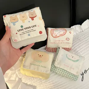 Cute Cartoon Sanitary Pad Travel Storage Bag, Portable Large Capacity Menstrual Pouch, Women's Hygiene Accessories, Cosmetic Organizer, Makeup Organizer Pouch, Travel Packing Cubes