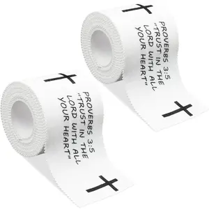 2-4Pcs Christian Athletic Tape 2IN x 23FT Cotton Zinc Oxide Sports Tape for Tennis, Cross Bible Verse Wrist Tape for Athletes, Religious Faith Based Sports Gift for Men Women
