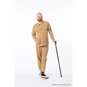 Khaki Adult Full Zip Arm Access Felt Shacket