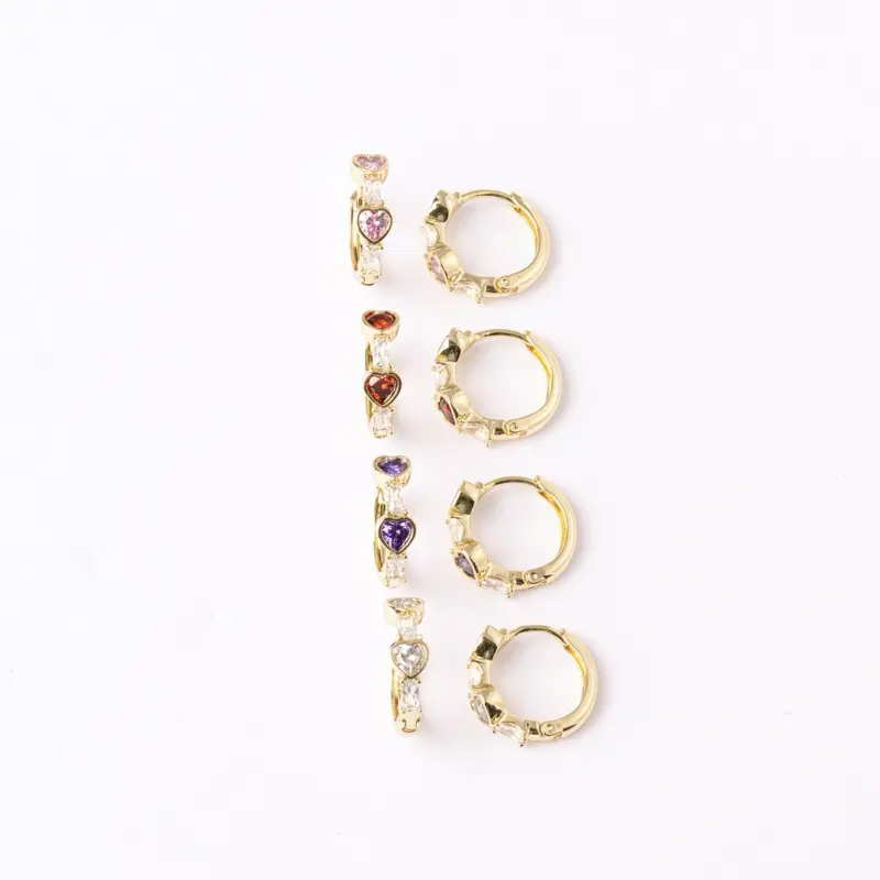 14K Gold Plated Heart Hoop Earrings 15mm