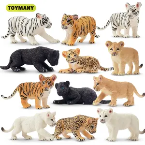 TOYMANY 12-Piece Safari Animal Figurines Set, High-Emulation PVC Plastic Zoo Animal Collectibles (Lions, Tigers, Leopards) for Age 3+, Easter Egg Cake Toppers, Kids’ Christmas Birthday Gift,summervibes