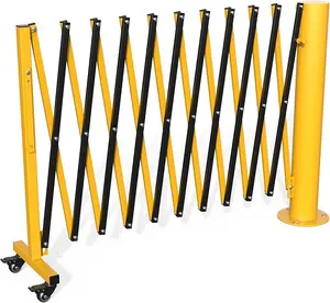 YITAMOTOR Metal Expandable Barricade, Folding Security Gate, Retractable Driveway Gate with Bollard, Folding Safety Barricade