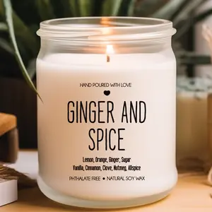 Ginger and Spice Jarred Candle - Aromatherapy Soy Wax Candle with Ginger Cinnamon & Vanilla Fragrance for Home Decor and Ornaments