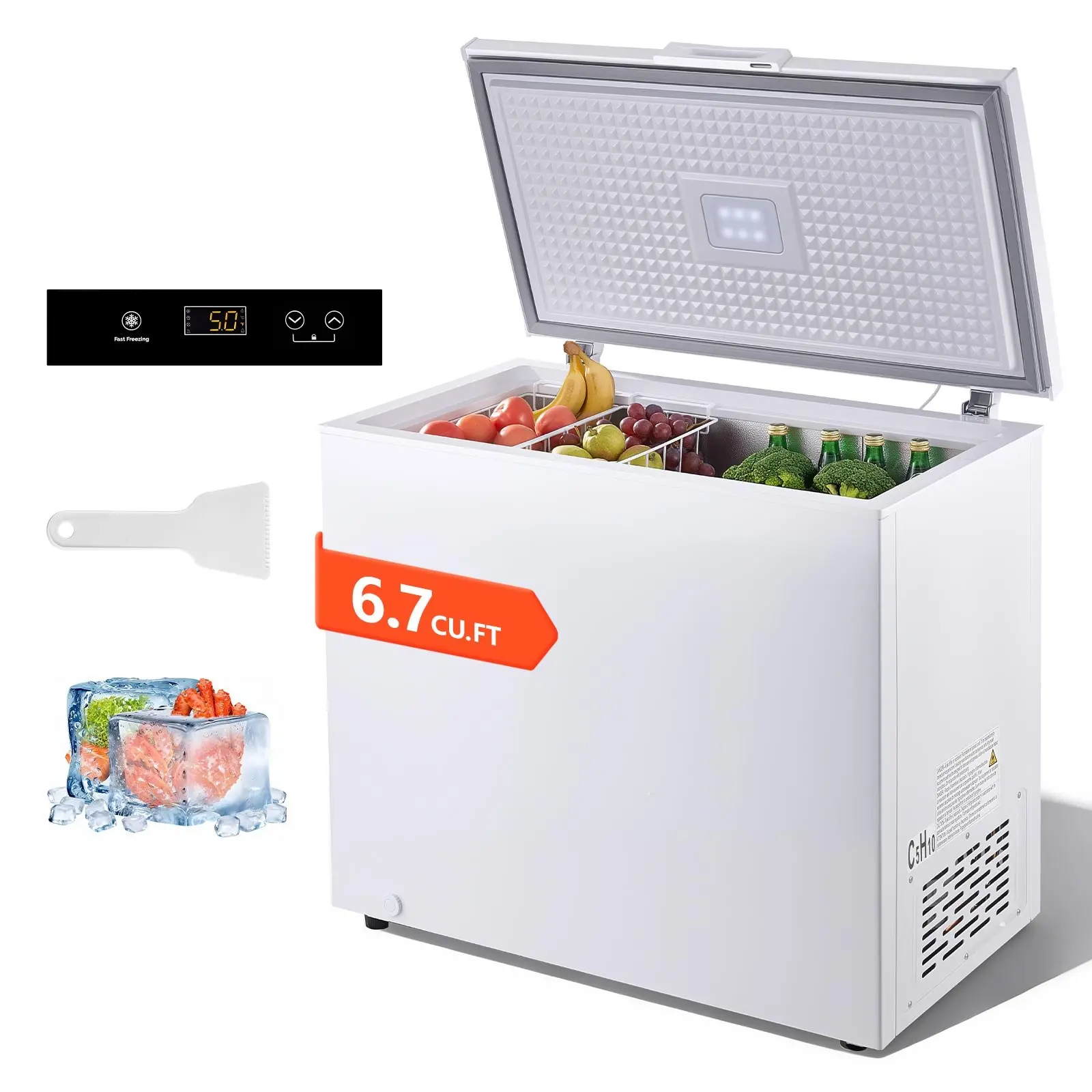 VEVOR Chest Freezer, 6.7 Cu.ft Compact Deep Freezer, Free Standing Top Open Door Chest Freezers with 2 Removable Baskets & Adjustable Thermostat - Energy Saving, Low Noise & Garage Ready, WhiteSummervibes